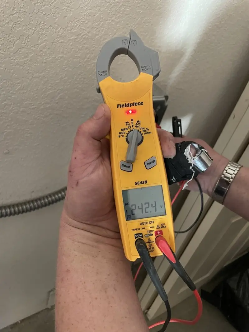 Voltage testing with clamp meter during Generator Installation in Carteret